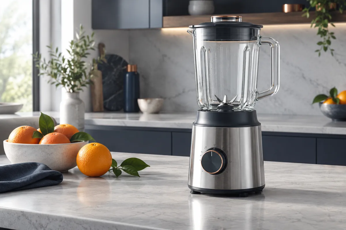 Concept visualization of an unbranded blender in a modern kitchen